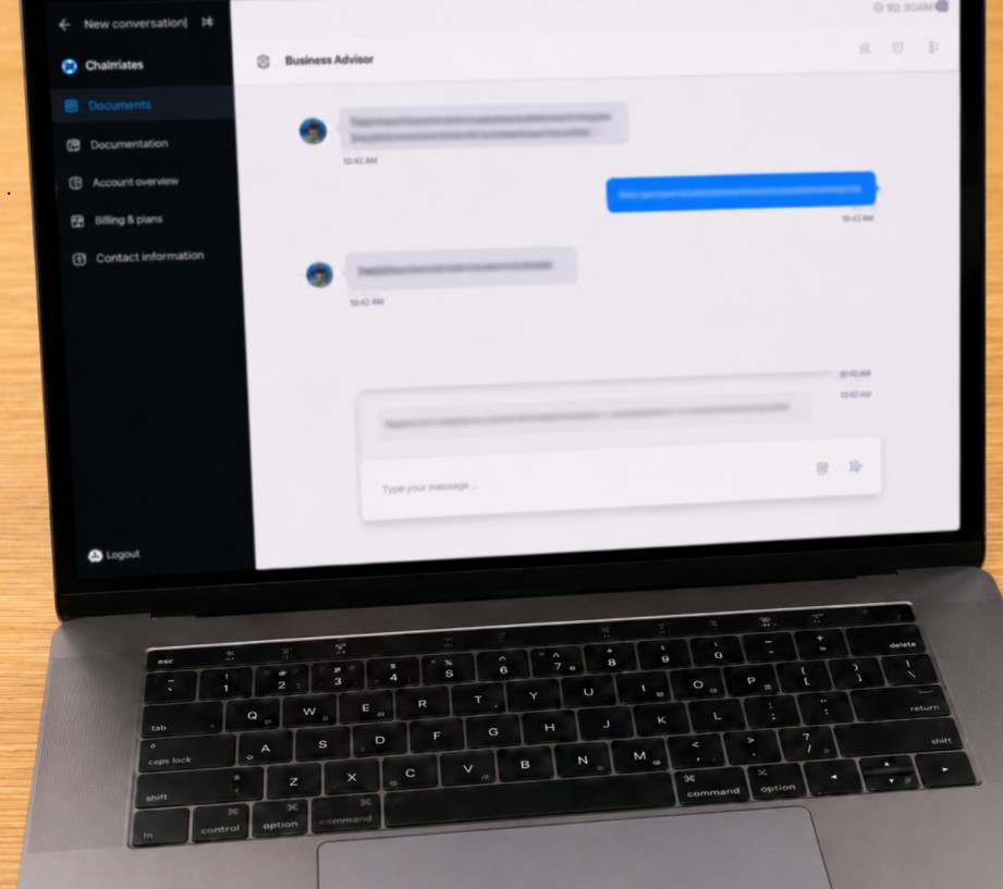 Laptop screen showing AI-generated performance analytics